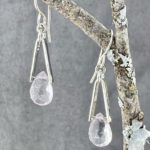 pink topaz earrings - V bail - Argentium silver - small - Image 3