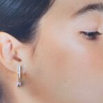 pearl (pink) earrings - bar post - Argentium silver - Image 2
