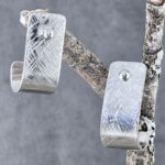 J-hoop earring jacket - cross hatch - Argentium silver
