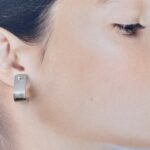 J-hoop earring jacket - cross hatch - Argentium silver - Image 4