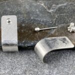 J-hoop earring jacket - cross hatch - Argentium silver - Image 2