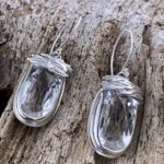 quartz earrings - bark cap - Argentium silver - 32.28 carat - Image 3