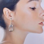 quartz earrings - bark cap - Argentium silver - 32.28 carat - Image 2