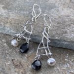 spinel, pearl earrings - twigs - Argentium silver - Image 5