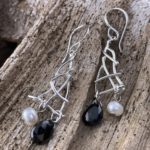 spinel, pearl earrings - twigs - Argentium silver - Image 3