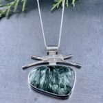 Russian seraphinite pendant - Argentium silver twigs - Image 2