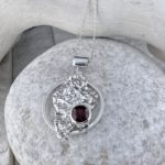 red topaz pendant - Argentium moon - 2.5 carat