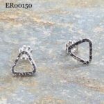 triangle post earrings - hammered wire - Argentium silver - Image 4