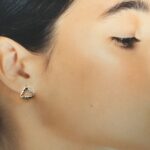 triangle post earrings - hammered wire - Argentium silver - Image 3