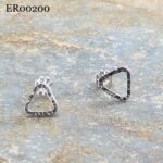 triangle post earrings - hammered wire - Argentium silver - Image 6