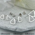 triangle post earrings - hammered wire - Argentium silver - Image 7