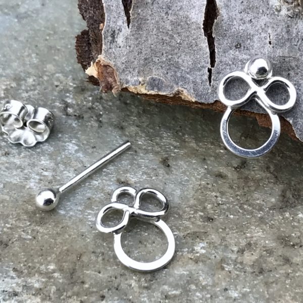 flower bud earring jacket - Argentium silver