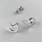 crescent moon earrings - shadow post - Argentium silver - Image 6