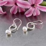 pearl earrings - twist sun - Argentium silver - Image 3