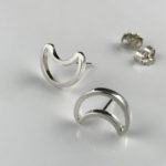 crescent moon earrings - shadow post - Argentium silver - Image 7