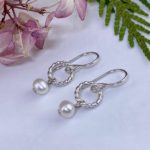 pearl earrings - twist sun - Argentium silver - Image 2