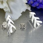 pine tree earrings - narrow post - Argentium silver - Image 3