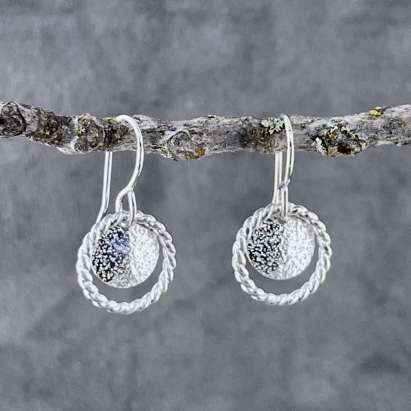 sun and moon earrings - twist sun - Argentium silver - short