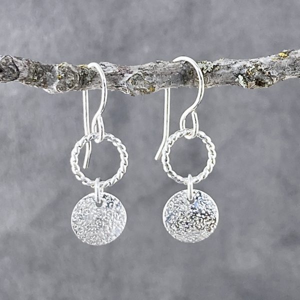 sun and moon earrings - twist sun - Argentium silver - long - Image 4