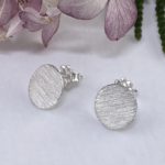 moon earrings - etched post - Argentium silver - Image 4