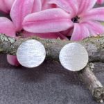 moon earrings - etched post - Argentium silver - Image 2