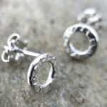 sun earrings - hammered post - Argentium silver - Image 4