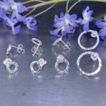 sun earrings - hammered post - Argentium silver