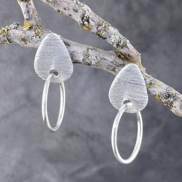 hoop thru teardrop post earrings - Argentium silver - Image 4