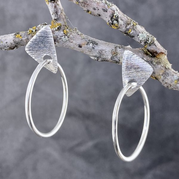 hoop earrings - wings post - Argentium silver - Image 2