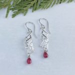 ruby earrings - twigs - Argentium silver - Image 4