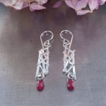 ruby earrings - twigs - Argentium silver - Image 3