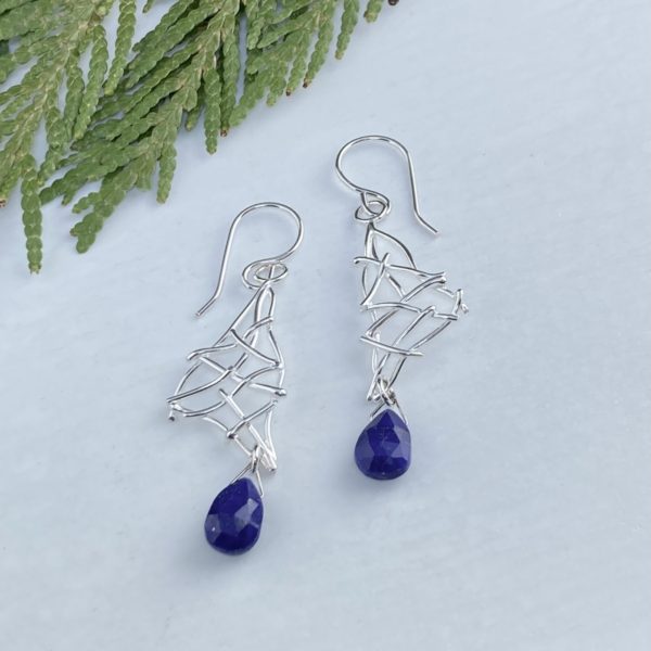 sodalite earrings - twigs - Argentium silver - Image 4