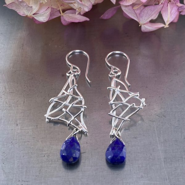 sodalite earrings - twigs - Argentium silver - Image 3