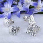 lunar earrings - square post - Argentium silver