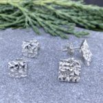 lunar earrings - square post - Argentium silver - Image 3