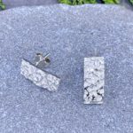 lunar earrings - rectangle post - Argentium silver - Image 3