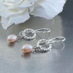 pearl (pink) earrings - twist sun - Argentium silver