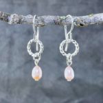 pearl (pink) earrings - twist sun - Argentium silver - Image 3
