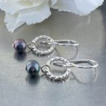 pearl (purple) earrings - twist sun - Argentium silver - Image 2