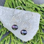 pearl (purple) earrings - twist sun - Argentium silver - Image 3