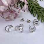 crescent moon earrings - shadow post - Argentium silver - Image 4