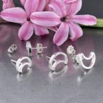 crescent moon earrings - shadow post - Argentium silver - Image 3