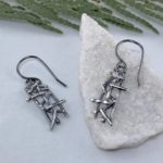 twig earrings - rectangle - antique Argentium silver - Image 4