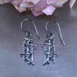twig earrings - rectangle - antique Argentium silver - Image 3