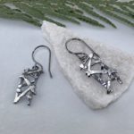 twig earrings - crosshatch - antique Argentium silver - Image 4
