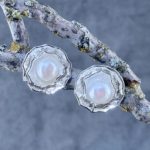 pearl earrings - blossom post - Argentium silver