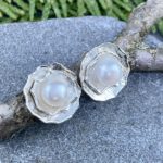 pearl earrings - blossom post - Argentium silver - Image 4