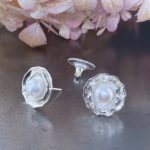 pearl earrings - blossom post - Argentium silver - Image 3