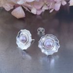 pearl (pink) earrings - blossom post - Argentium silver - Image 4