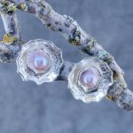 pearl (pink) earrings - blossom post - Argentium silver